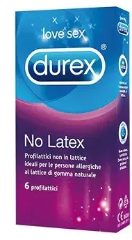 Durex No Latex Forma Classica Senza Lattice Confezione con 6 Profilattici