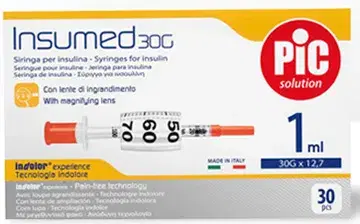 Siringa per Insulina PIC da 1 ml con Ago G28 per Uso Medico Professionale
