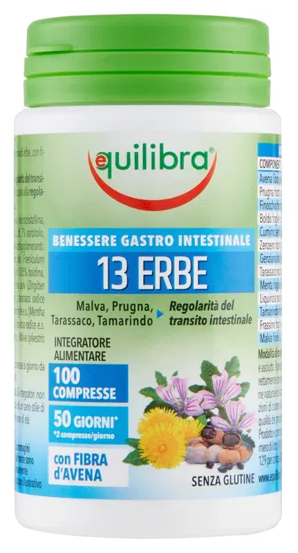 Integratore 13 Erbe con Fibra per Regolarità Intestinale 100 Compresse