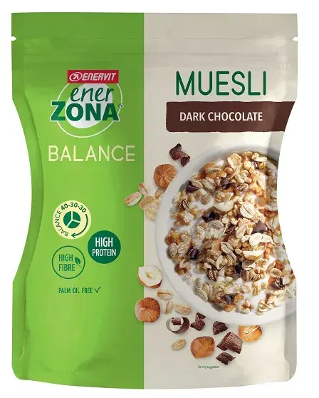 EnerZona Muesli Dark Chocolate Ricco di Proteine Balance 40-30-30 230 g