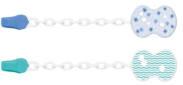 Chicco Physio Clip con Catenella Azzurro con Aggancio Morbido