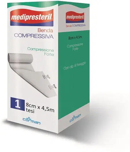 Medipresteril Benda elastica traumatologica con graffetta 4,5 m x 8 cm 1 Pezzo