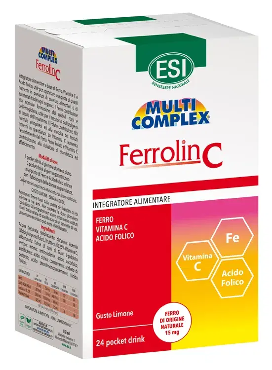 Esi Ferrolin C Pocket Drink Integratore Alimentare di Ferro 24 Bustine