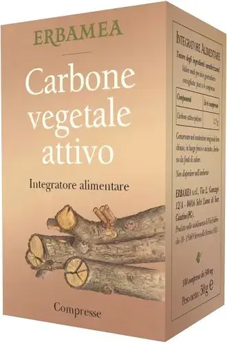 Erbamea Carbone Vegetale Attivo Integratore per il Transito Intestinale 100 Cps