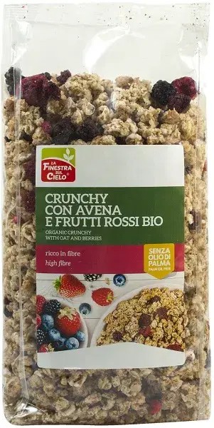 La Finestra sul Cielo Crunchy Con Avena e Frutti Rossi Bio 375 g