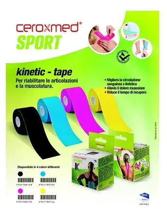Ceroxmed Sport Kinetic Tape Blu Bendaggio Adesivo Elastico