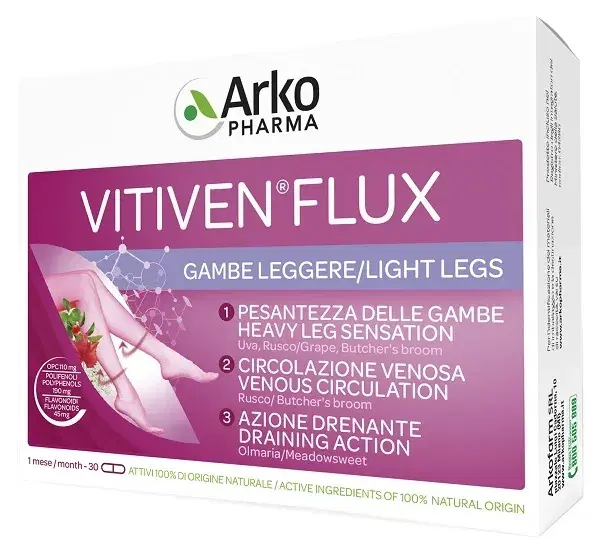 Vitiven Flux Integratore per Gambe Leggere 30 Capsule
