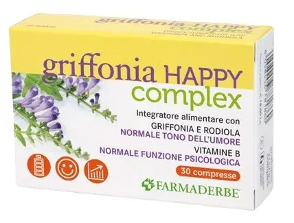Farmaderbe Griffonia Happy Complex Integratore Benessere Mentale 30 Compresse