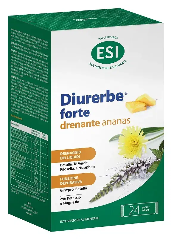 Esi Diurerbe Forte Integratore Alimentare Diuretico 24 Pochet Drink Ananas