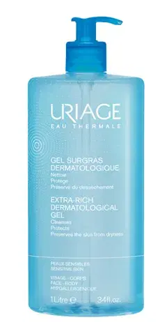 Uriage Gel Surgras Detergente Dermatologico Delicato per Viso e Corpo 1 L