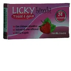 Licky Tosse e Gola Bambini Caramelle alla Fragola 24 Pezzi