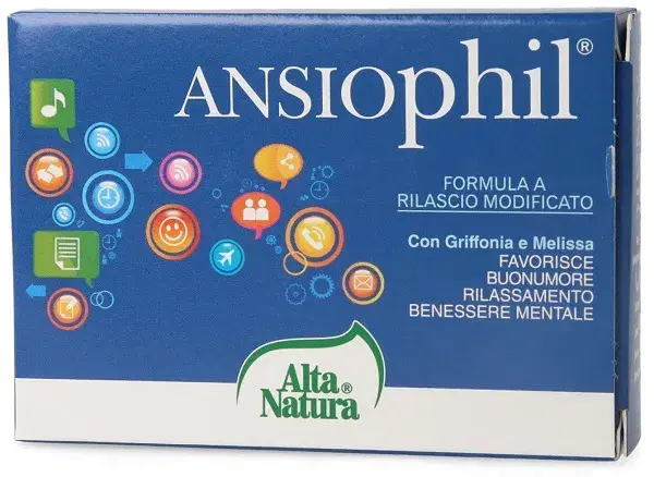 Alta Natura Ansiophil Integratore per Disturbi dell'Ansia e dello Stress 15 Comp