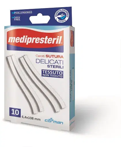 Cerotto Per Sutura Medipresteril 6,4x108mm 10 Pezzi