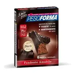 Pesoforma Barrette al Cioccolato Fondente Amabile 12 Pezzi 372 g