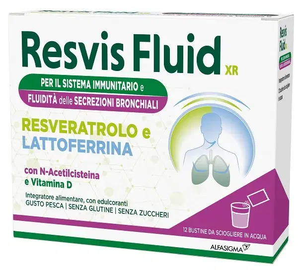 Resvis FluidXR Integratore Alimentare Fluidificante Bronchiale 12 Buste da 3,65g