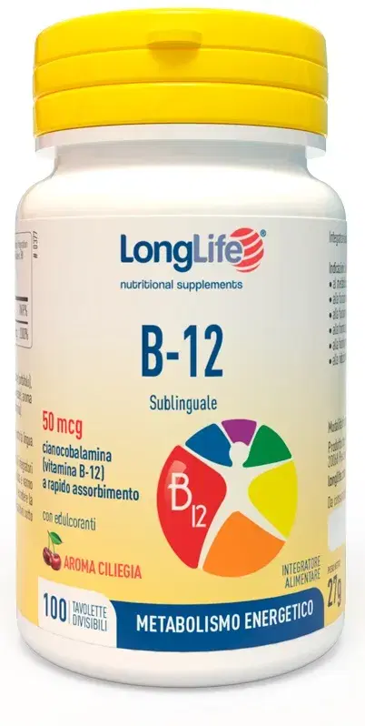 Long Life Linea Vitamine e Minerali B12 Integratore Sublinguale 100 Tavolette