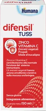 Humana Difensil Tuss Integratore Alimentare a Base di Zinco e Vitamina C 150 ml