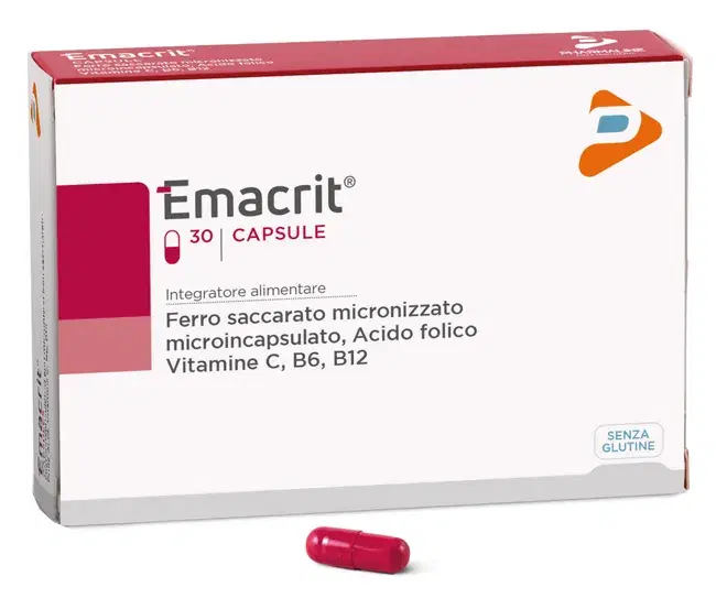 Emacrit Integratore di Ferro e Acido Folico 30 Capsule da 12,45 G