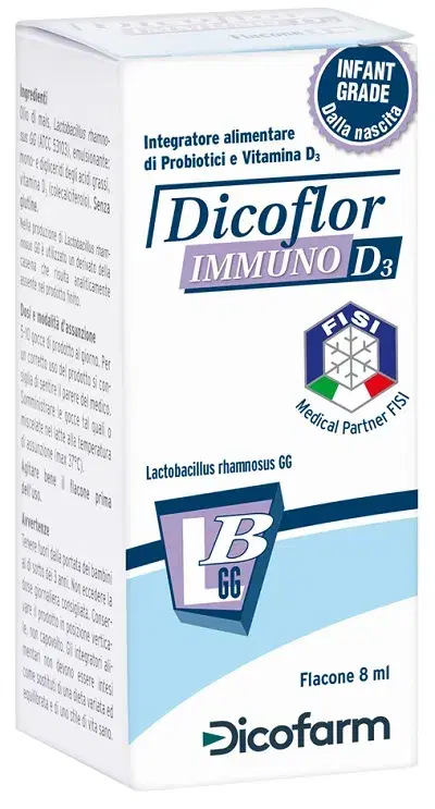 Dicofarm Dicoflor Immuno D3 Integratore di Probiotici e Vitamina D3 8 ml