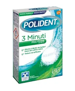 Polident 3 Minuti Pulitore per Protesi Azione Atibatterica 66 Compresse
