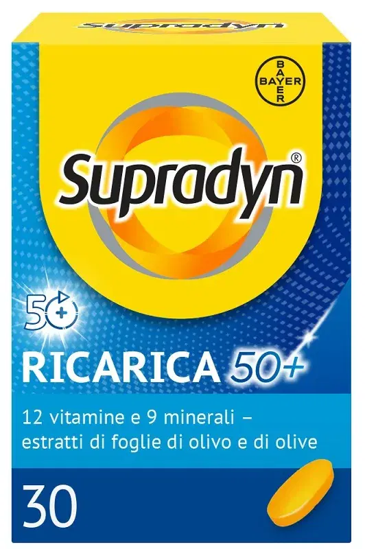 Supradyn Ricarica 50+ Integratore Vitamine e Minerali con Antiossidanti 30 Compresse Rivestite