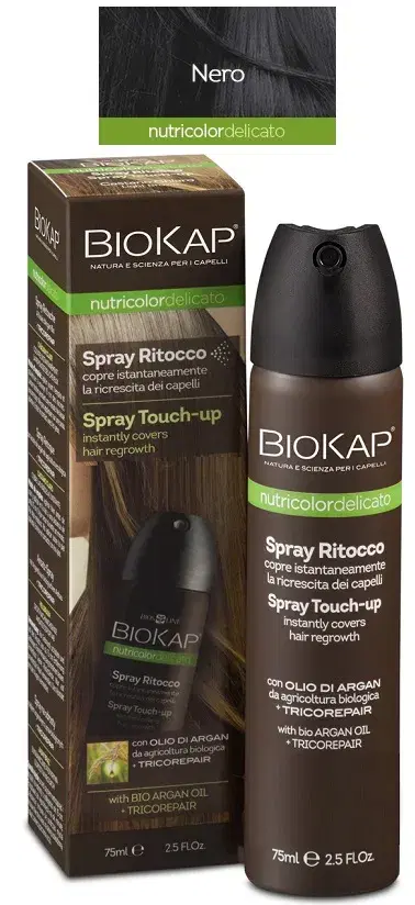 Biokap Nutricolor Delicato Spray Ritocco Ricrescita Dei Capelli Colore Nero 75ml