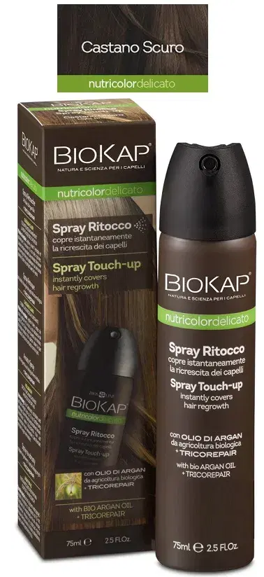 Biokap Nutricolor Delicato Spray Ritocco Capelli Colore Castano Scuro 75 ml