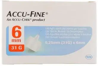 Accu-fine Ago G31 6mm Aghi Sterili Per Penna Da Insulina 100 Pezzi