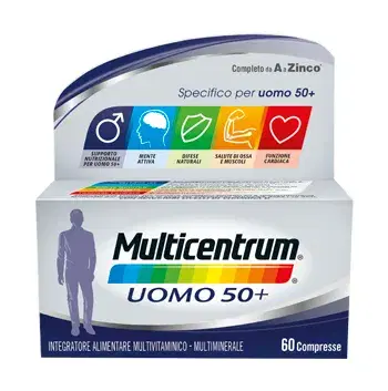Multicentrum Uomo 50+ Integratore Alimentare Vitamine e Minerali 60 Compresse