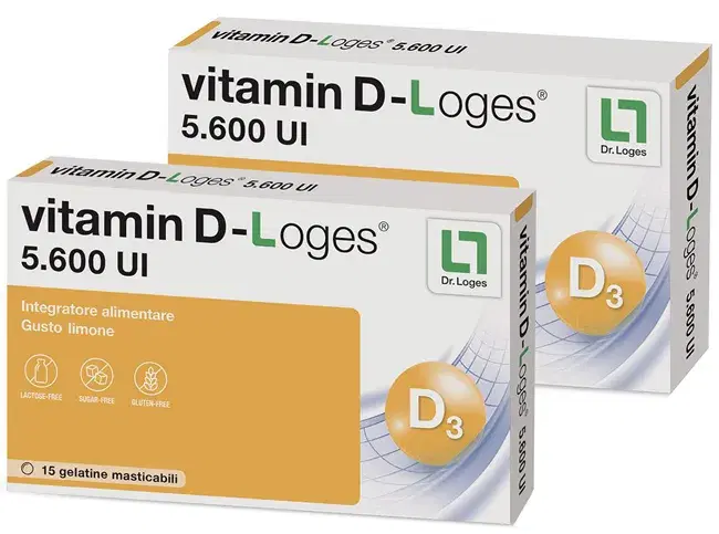 Vitamin D-Loges 5.600 UI  Integratore Vitamina D 30 Gelatine Masticabili