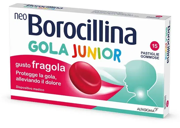 Neoborocillina Gola Junior protezione Gola 15 Pastiglie Gusto Fragola