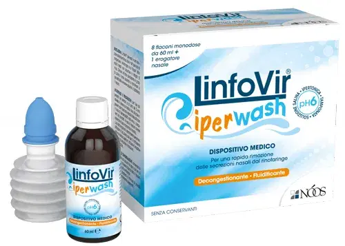 Linfovir Iperwash Soluzione Salina Ipertonica 8 Flaconi da 60 ml