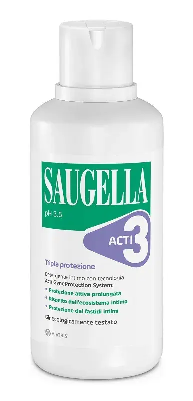 Saugella Acti3 Detergente Intimo Tripla Azione Protettivo pH 3.5 500 ml