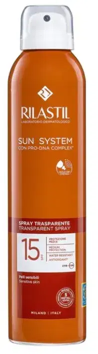 Rilastil Sun System SPF15 Spray Solare Corpo Trasparente Nebulizzante 200 ml