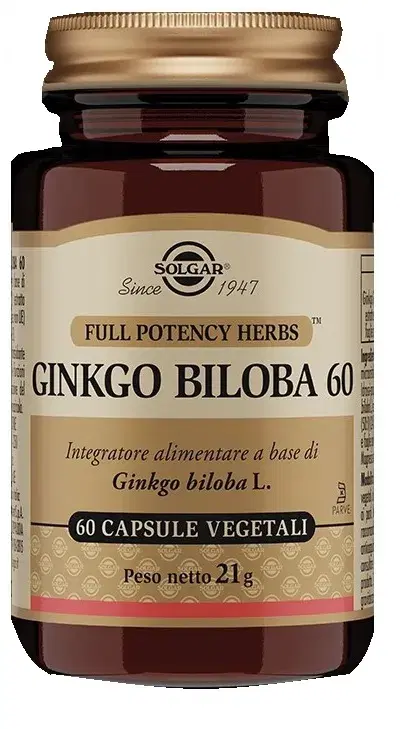 Solgar Ginkgo Biloba 60 Integratore per Microcircolo 60 Capsule Vegetali