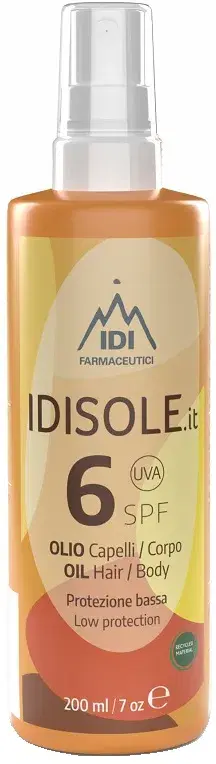 Idisole-IT Protezione Solare Bassa SPF 6 Olio Corpo E Capelli 200ml
