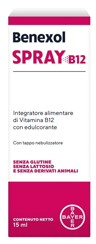 Benexol Spray Integratore alimentare di Vitamina B12 ad Alto Dosaggio con Edulcorante Flacone 15ml