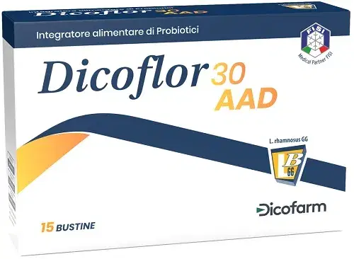 Dicoflor 30 AAD Integratore in Bustine per Benessere Intestinale 15 Bustine