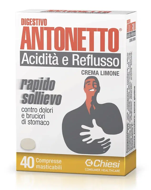 Digestivo Antonetto Acidità e Reflusso Gusto Limone 40 Compresse Masticabili