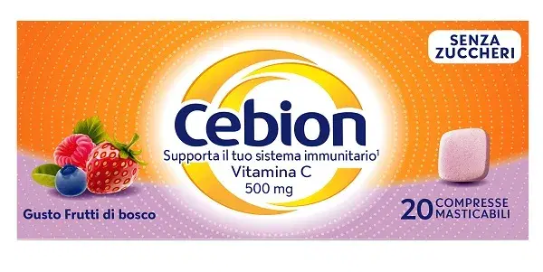 Cebion Integratore Vitamina C 500 mg Senza Zucchero 20 Compresse Masticabili