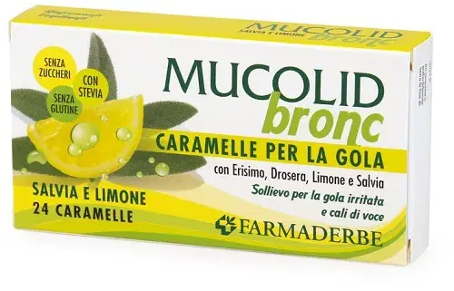 Mucolid Bronco Caramelle Salvia e Limone per la Gola 24 Caramelle