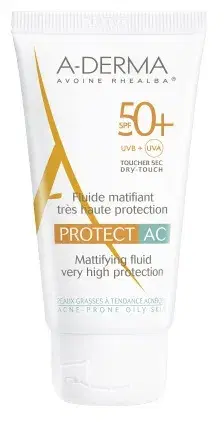 A-Derma Protect AC SPF50+ Protezione Alta Fluido Viso Pelle Grassa e Acne 40 ml