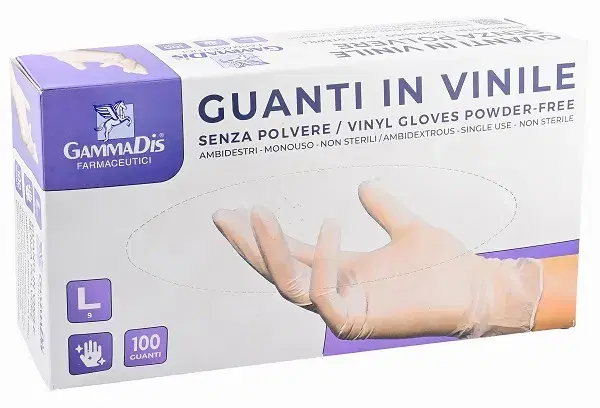 Guanti in Vinile Senza Polvere Taglia L Confezione 100 Pezzi