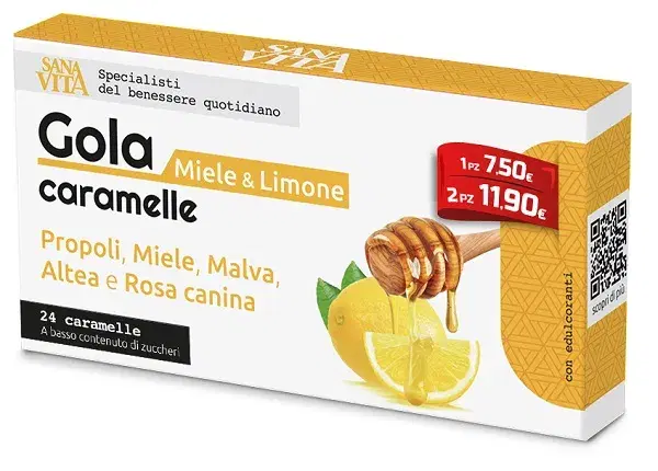 Sanavita Gola Limone E Miele 24 Caramelle