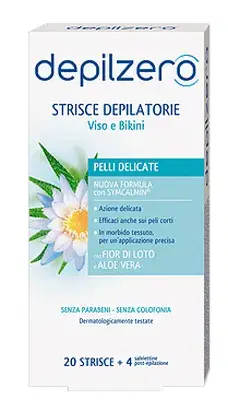 Depilzero Strisce Depilatorie Viso e Bikini 20 Pezzi