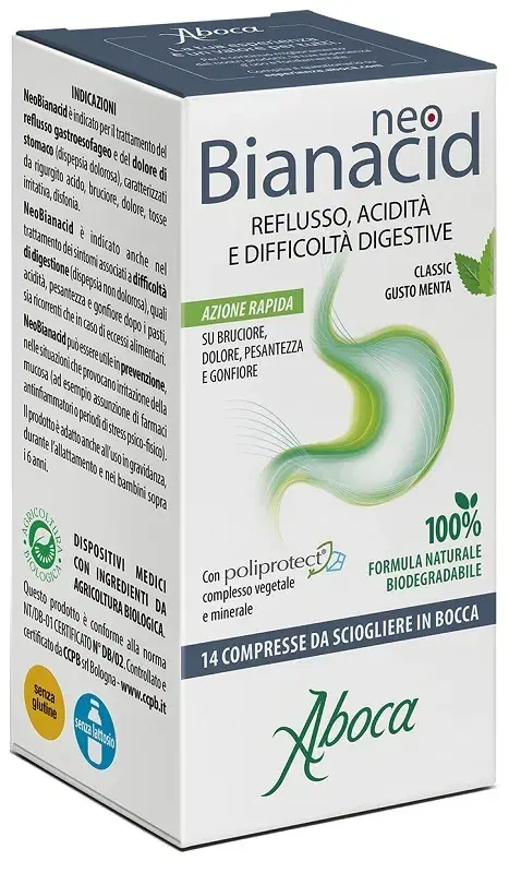 Aboca NeoBianacid Integratore Per Acidità e Reflusso 14 Compresse Masticabili