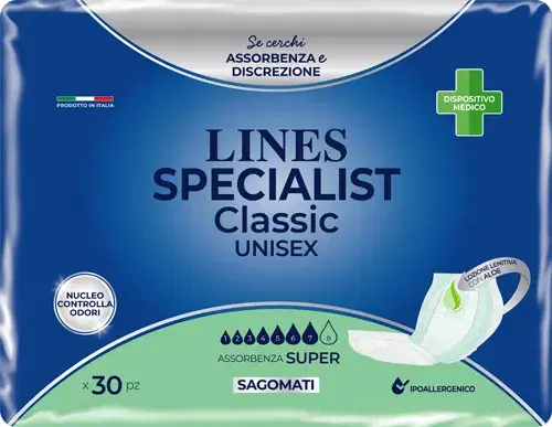 Lines Specialist Sagomato Super Pannolone per Incontinenza 30 Pezzi