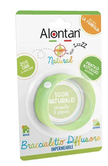 Alontan Natural Braccialetto Diffusore Anti-Zanzare Citronella E Geranio