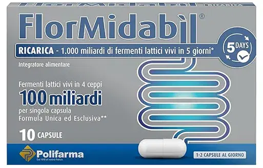 FlorMidabil Ricarica Integratore Con 100 Miliardi di Fermenti Lattici Vivi 10 Ca