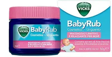 Vicks Babyrub Unguento per Massaggio Lenitivo e Rilassante del Bebe 50 G